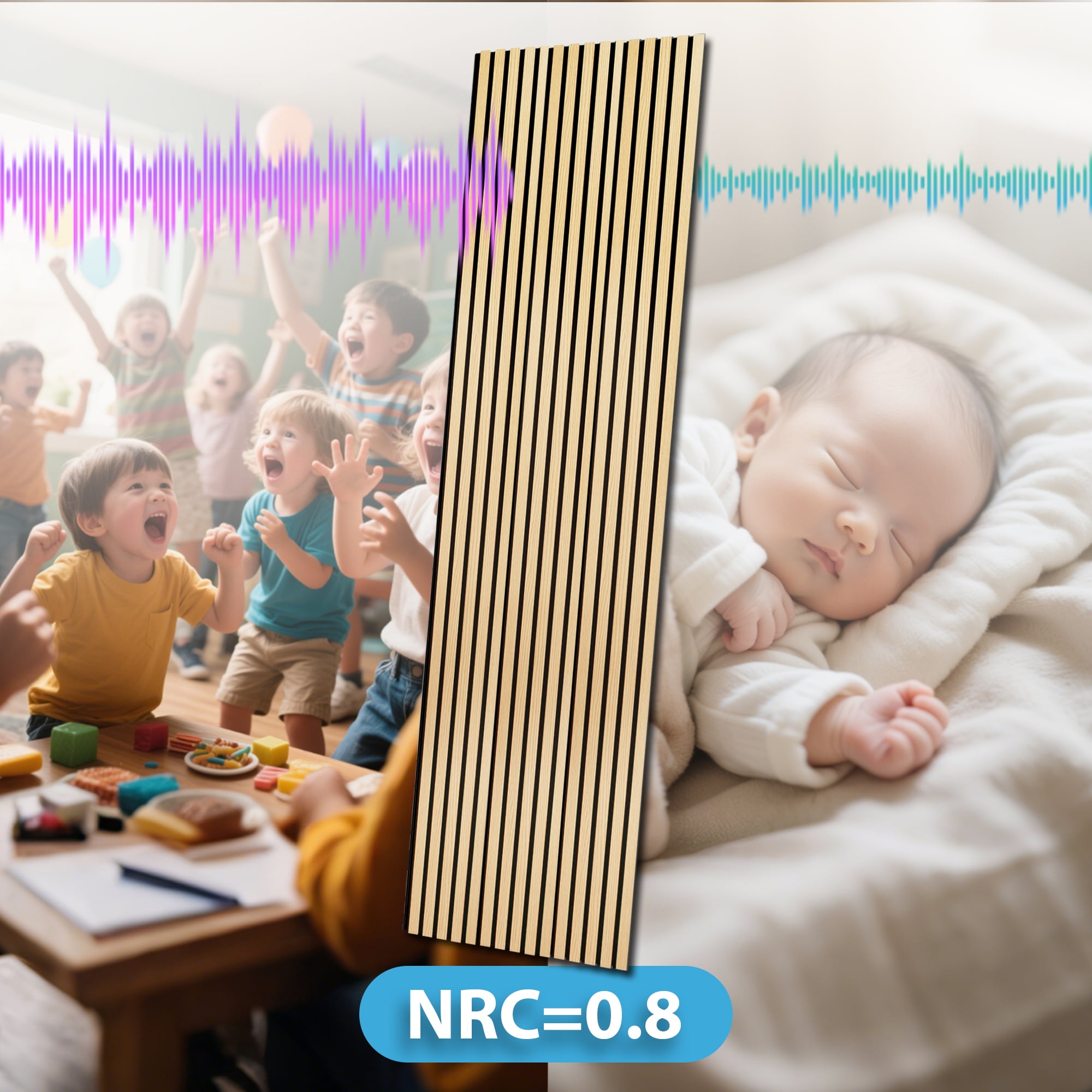 Art3dwallpanel 2PCS 95.7''x24'' Wood Slat Acoustic Panels, MDF 3D Decorative Wall Paneling,Oak,31.9 sq.ft.