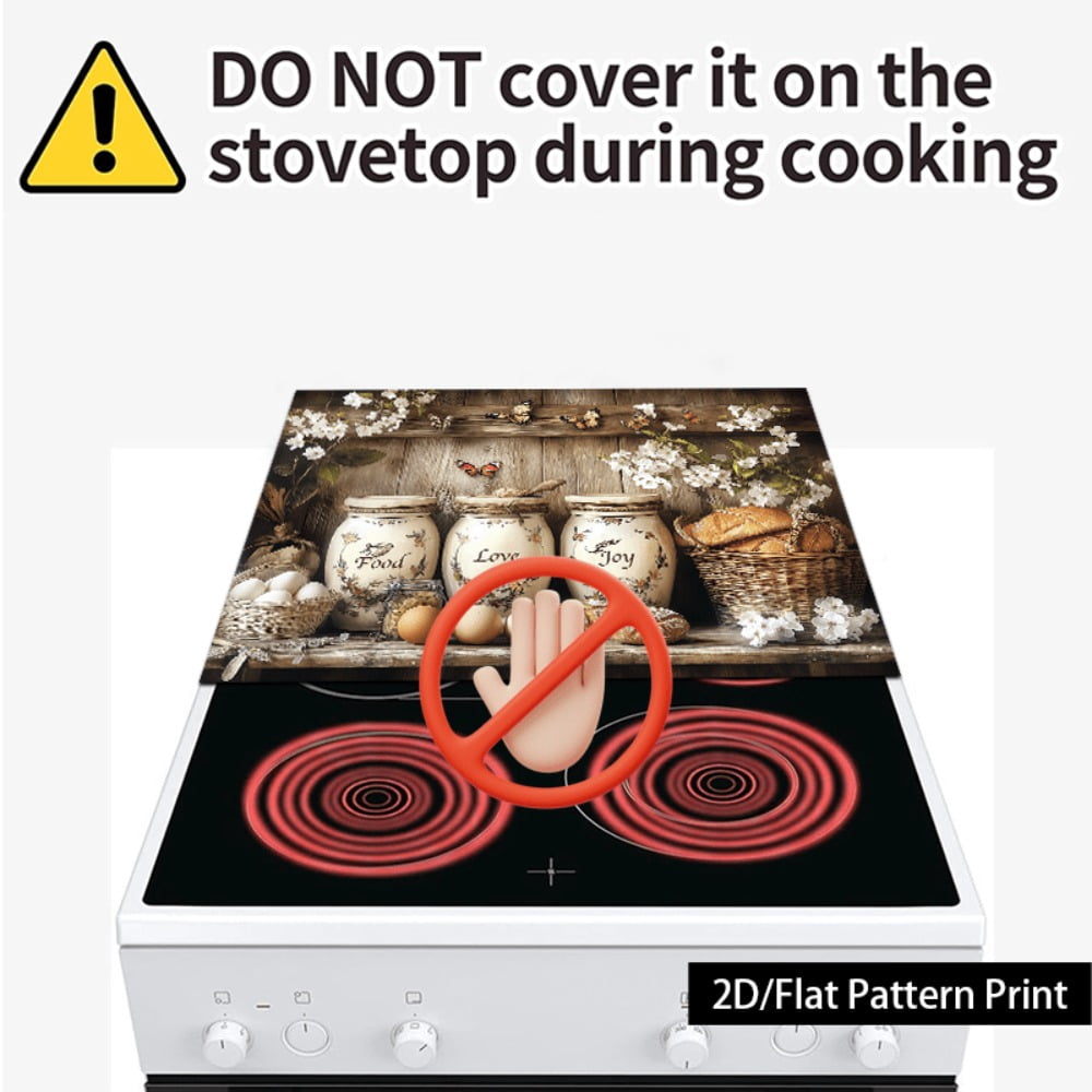 1 piece, stove panel and cooktop panel protection pad, 2D flat country garden jar and bread pattern kitchen decorative countertop pad, suitable for stoves, washing machines, dryers, coffee machines,