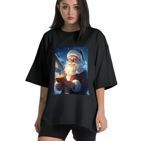 Plus Size Shirt for Women Black Tops for Women Short Sleeves Shirt for Women Santa Claus 12 T Shirt Crewneck Shirt for Women XS