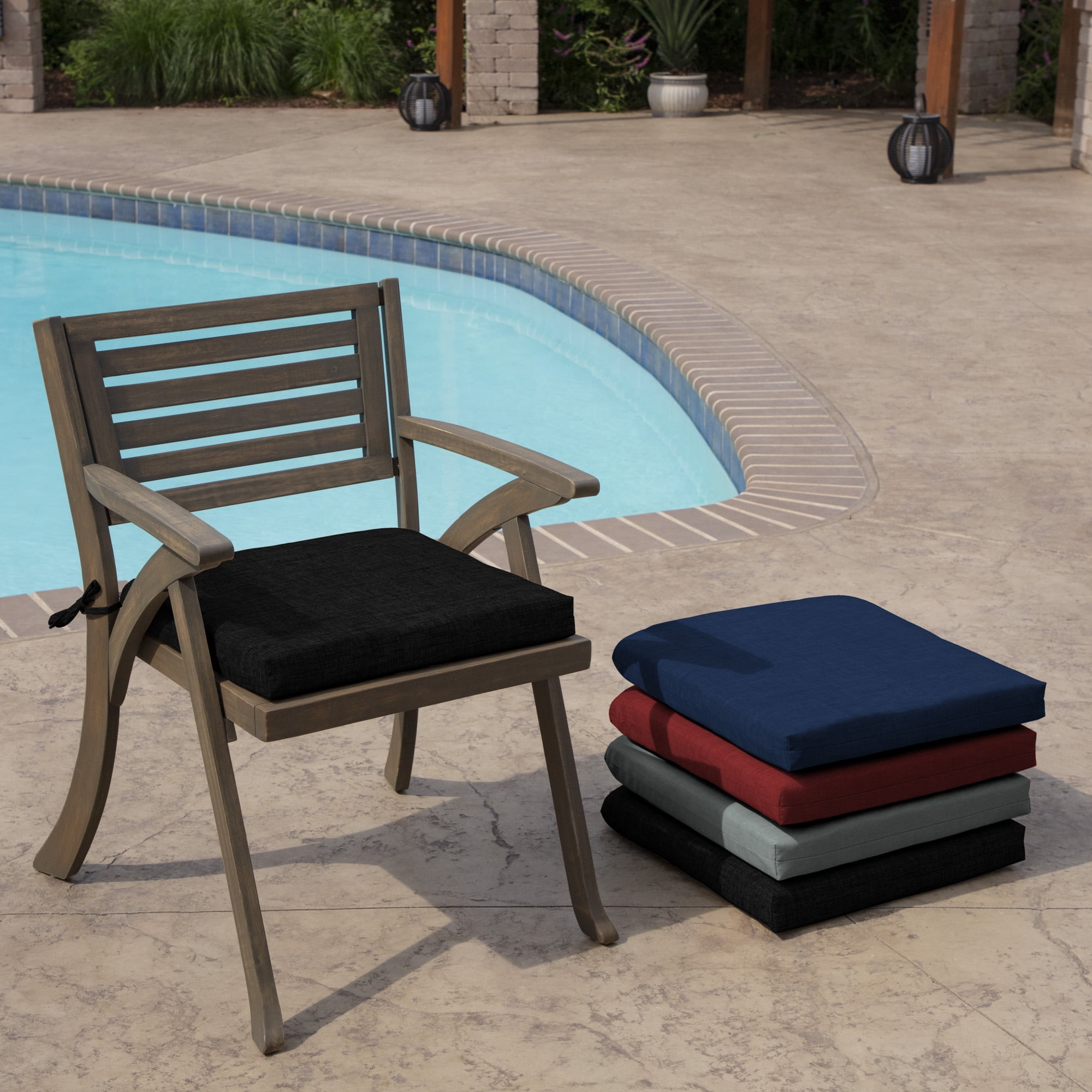 ARDEN Outdoor Seat or Rocking Chair Cushion, 19 in x 18 in, Water Repellent, Fade Resistant, Black Leala