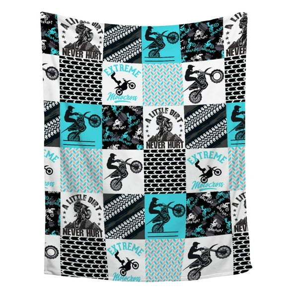 ZHONGKUI Couverture de Motos Tout-Terrain, Cadeau pour Motard, Couverture en Flanelle de Sport Extrême pour Garçons Enfants Adolescents, Couverture en Peluche pour Canapé, Lit, Camping, 40 Pouces"x50 Pouces" - Taille Jetée pour Enfants