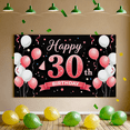 thumbnail image 6 of Black Background Happy 30th Birthday Banner with Pink White Balloons Party Decors for Photography Props Birthday Party Backdrop Supplies, 6 of 7