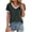 Gray, variant on Women's V Neck Contrast Trim Ringer T-Shirt,Short Sleeve Solid Color Casual Summer Tops,Brown Women's S-XXL