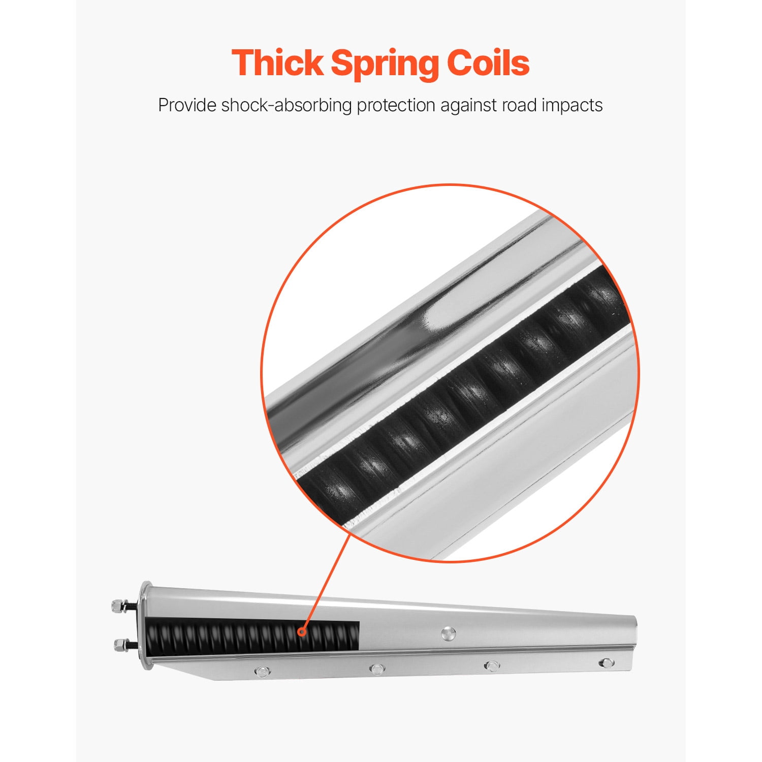 KFFKFF Chrome Straight Spring-Loaded Mud Flap Hangers, 2-1/2" Bolt Spacing for Semi Trucks, Heavy-Duty Mud Flap Hanger Set with Reflective Aluminum Plates, Silver