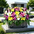 thumbnail image 5 of Artificial Satin Saddle Flower, 24-inch Silk Floral Arrangement for Memorial Day Cemetery Tombstone Decoration, 5 of 6