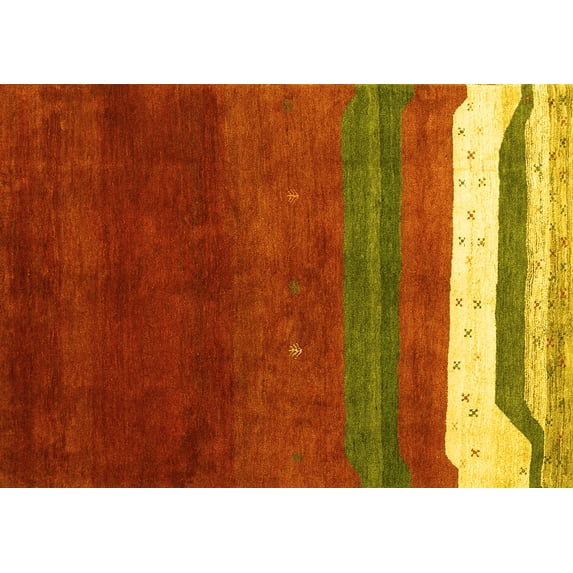 Ahgly Company Indoor Rectangle Abstract Yellow Contemporary Area Rugs, 8' x 10'