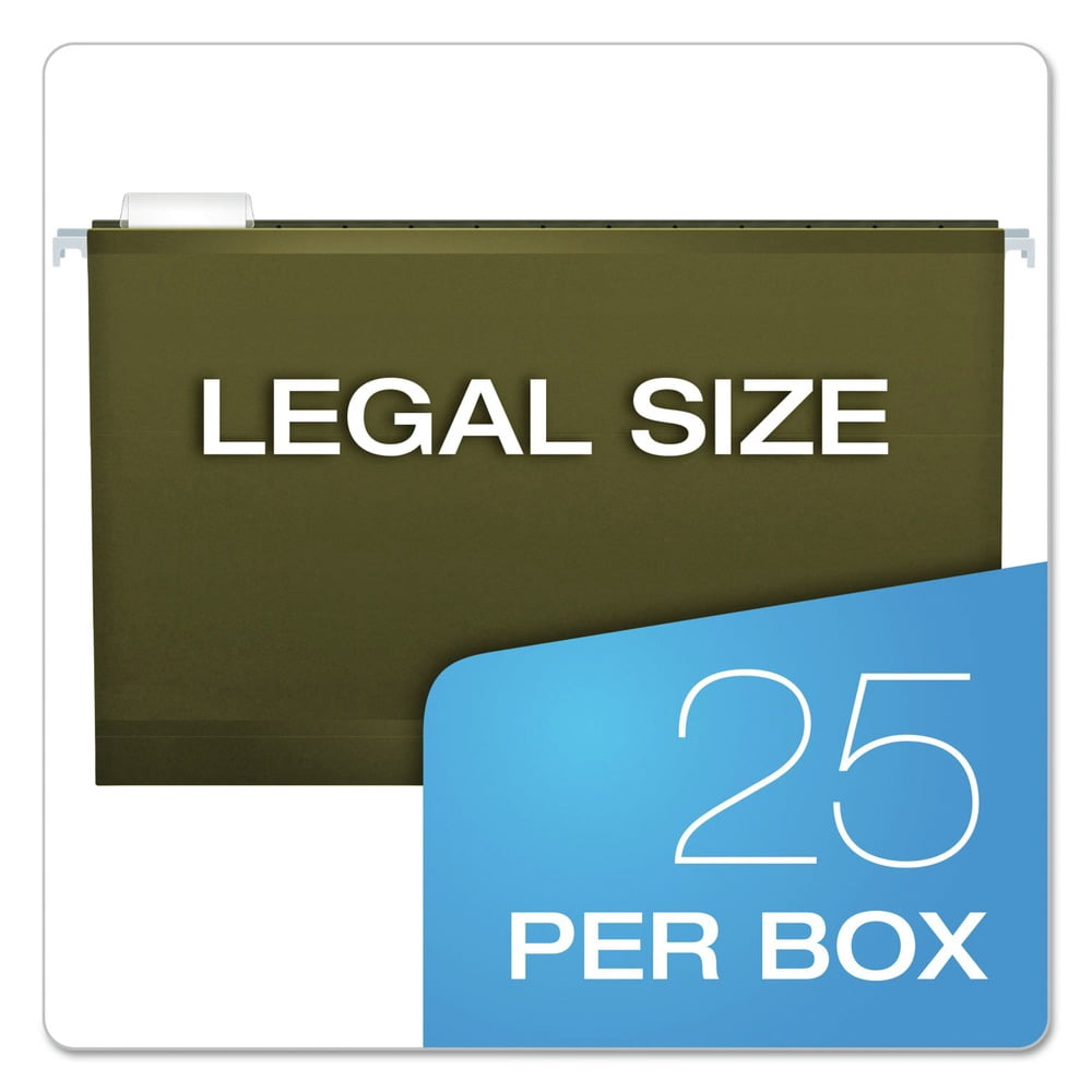 Pendaflex Reinforced 2" Extra Capacity Hanging Folders Legal Standard Green 25/Box 4153X2