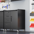 thumbnail image 3 of IKIMI 6-Piece Heavy Duty Garage Cabinet System with Workbench, Lockable Steel Storage Cabinets, Modular Tool Storage Organizer for Garage & Workshop , Black, 3 of 9