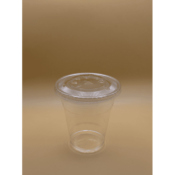12OZ PET Plastic Cold Clear Cups with Flat Lids for Straw, Recyclable & Disposable - 50CT