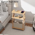 thumbnail image 6 of Small Narrow Side Table, 3-Tier Skinny End Table for Small Spaces, Slim Nightstand with Fabric Basket, Bedside Table for Living Room, Bedroom, Natural, 6 of 8