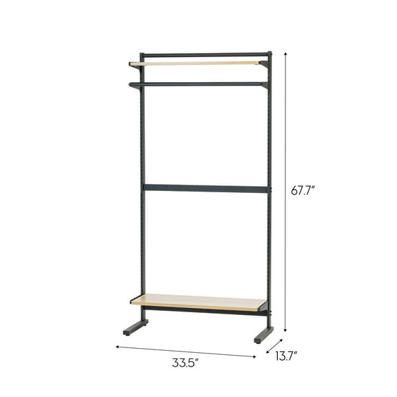 IRIS Portable Shelving Unit with 2 Adjustable Shelves and Clothing Rod, for Office, Laundry, Kitchen, Bedroom, Bathroom, and Other Small Rooms