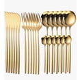 thumbnail image 1 of Juego De Cubiertos De Acero Inoxidable Con 24 Piezas, Cubiertos Para 6 Personas, Tenedor, Cuchillos Y Cucharas, Cubiertos Portatiles, Aptos Para Lavavajillas Set De Cubiertos Acero, 1 of 4