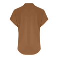 thumbnail image 5 of Women's Fashion Casual V Neck Down Short Sleeve Top T Shirt Khaki Women Cotton And Linen T Shirt Women's Short Sleeve T-Shirt(XL), 5 of 8