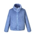 thumbnail image 3 of Toddler Baby Boy Girl Little Cute Hoodie Jacket Sherpa Fuzzy Winter Warm Sweatshirt Coat Blue 5-6 Years, 3 of 3