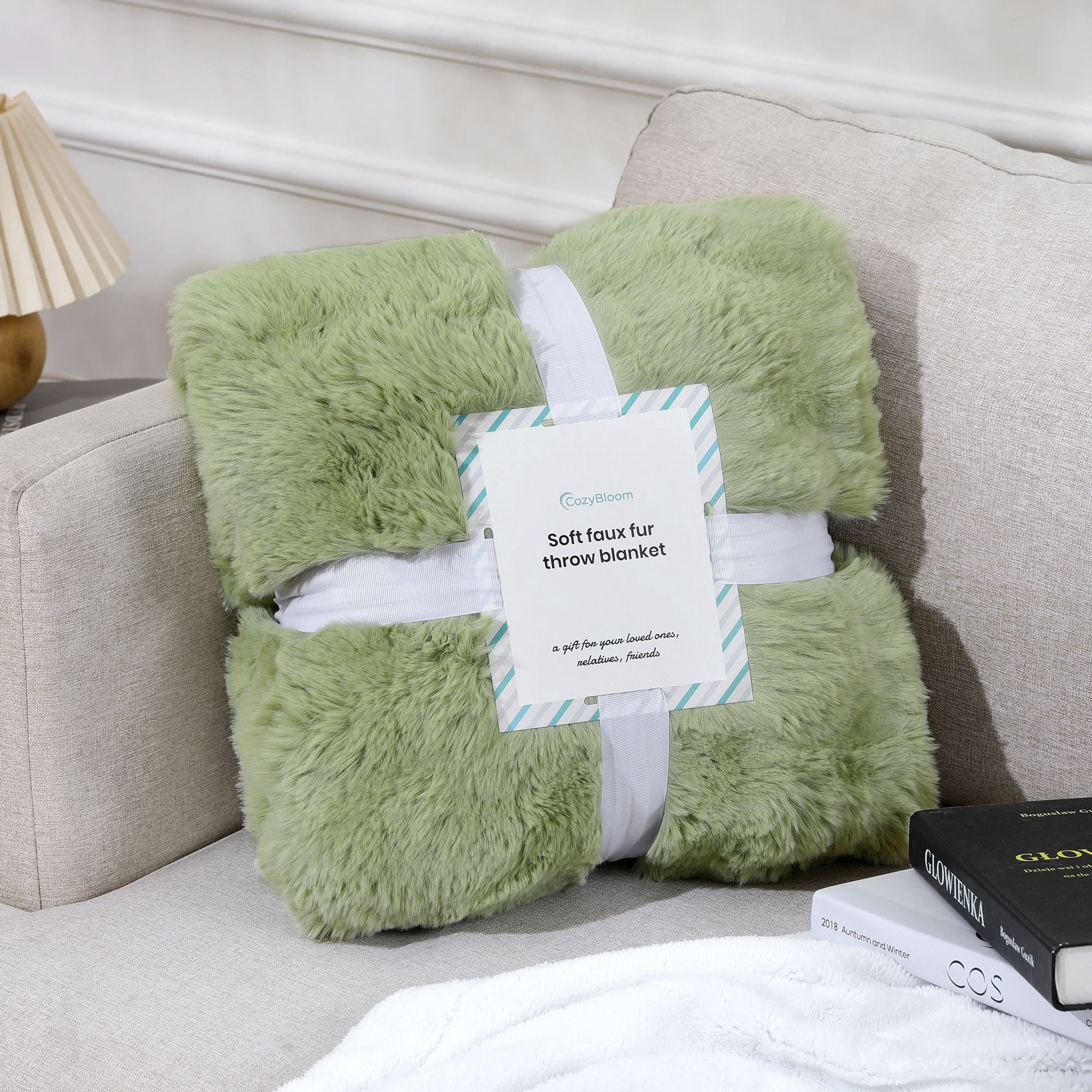 PatPat Throw Blanket for Couch Bed Fleece Plush Fuzzy Faux Fur Home Room Decoration Gift Bubble Soft Green Throws Blankets 50" x 60"