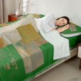 thumbnail image 4 of Castle Fairy Abstract Vertical Paint Block King Sheets 4pcs,Mid Century Gold Foil Square Bedding,Emerald Off-White,1 Flat Sheet, 1 Fitted Sheet and 2 Pillowcases, 4 of 7