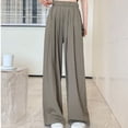 thumbnail image 5 of QUYUON Womens Plus Size Pants Discount Wide Leg Pants for Summer Thin High Waisted Drape Casual Straight Leg Pants Pants Women Long Pant Leg Length Casual Style P8894 Gray M, 5 of 5