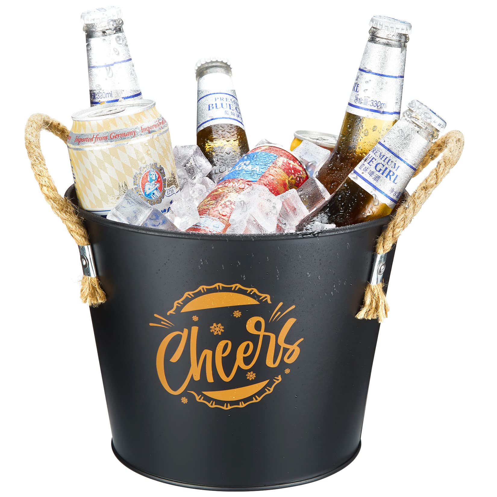Retro Ice Bucket for Parties, Galvanized Metal Beverage Tub withand