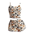 thumbnail image 4 of Miorin Under $5 Women Halloween Pajama Set Ribbed Knit Cami Crop Top & Drawstring Print Shorts, Cute Halloween 2 Piece Sleepwear, S, 4 of 4