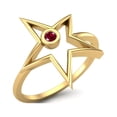 thumbnail image 2 of 0.03 Ctw Round Ruby Synthetic Open Star Ring 925 Sterling Silver Gold Vermeil Solitaire Mother's Day Gift Ring, 2 of 3