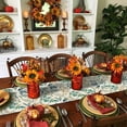 thumbnail image 3 of Green Fall Leaves Table Runner-Cotton Linen- 108 Inch Holiday Dresser Scarves, Vintage Pastoral Plant Farmhouse Tablerunner for Kitchen Coffee/Dining Bedroom Living Room Dinner Scarf Décor 13x108, 3 of 7