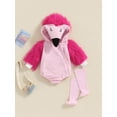 thumbnail image 2 of Cjfdfy Toddler Baby Boy Girl Flamingo Costume Kids Infant Halloween Animal Costume Fall Winter Clothes Fur Long Sleeve Hooded Zipper Closure Romper with Leg Warmers Set Halloween Cosplay Outfits, 2 of 9