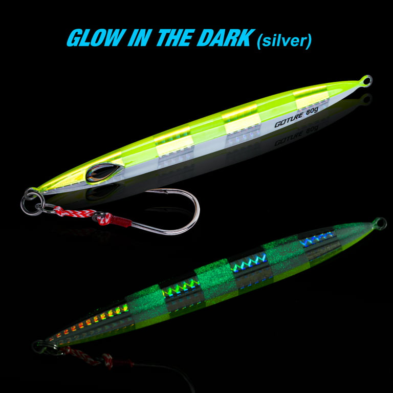 New pattern Goture Glow Slow Pitch Jigs , Double Assist Hook Fishing Jig  Lead Saltwater Jigging Lures for Tuna, Dogtooth Tuna, Yellowtail, Kingfish