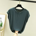 thumbnail image 4 of Hauts Sans Manches pour Femmes Été Modal Col Rond T-Shirt Couleur Unie Ample Décontracté T-shirts Grande Taille Mode Urbaine FJH, 4 of 7