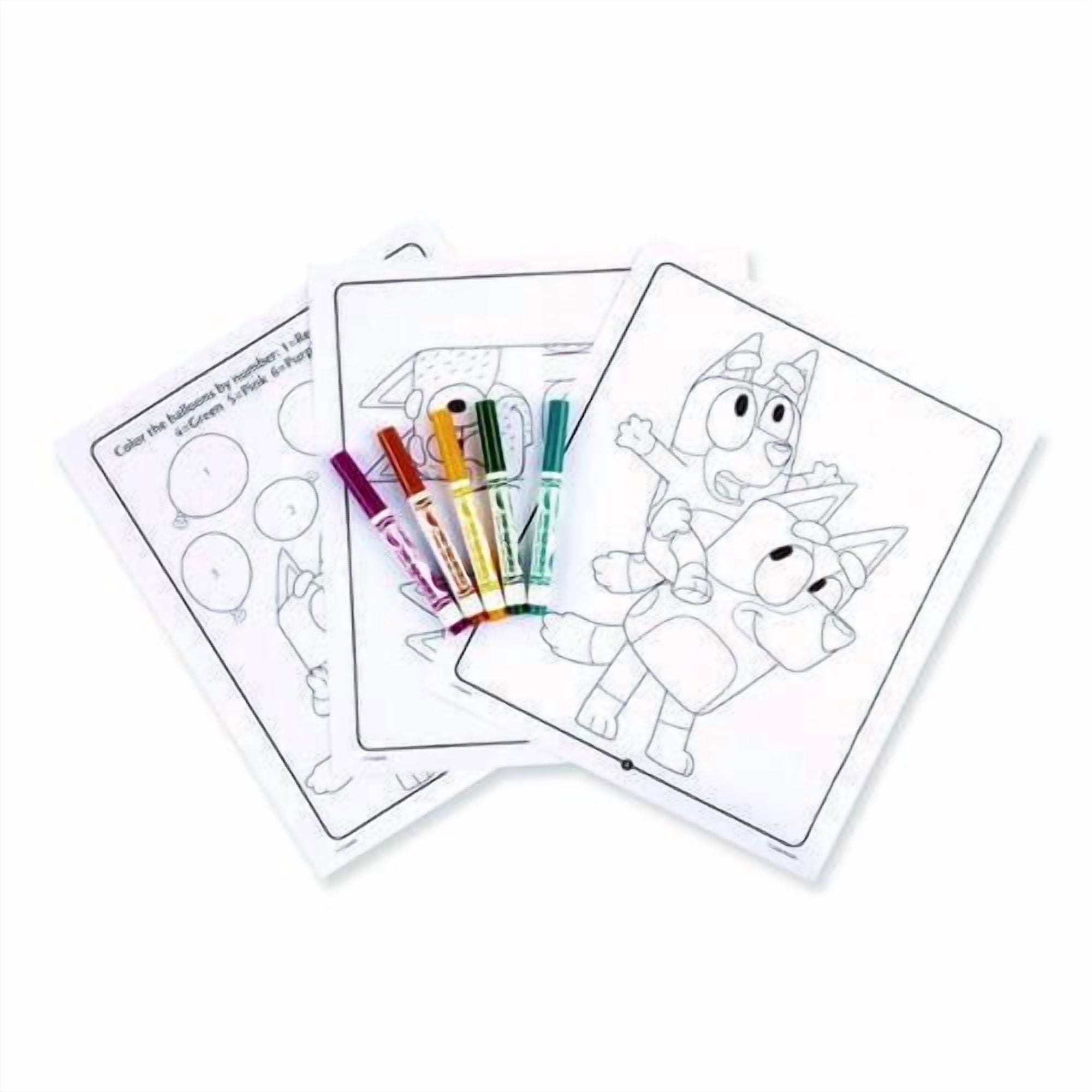 Bluey Color and Sticker Activity Set, Includes Five Markers, Ages 3 and Up, 32 Pages | Bundle of 5