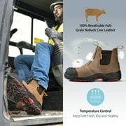 SAFETOE Heavy Duty Mens Work Boots Composite Toe Cap Chelsea Safety Boots Slip On Waterproof Leather Lightweight Working Shoes ASTM F2413