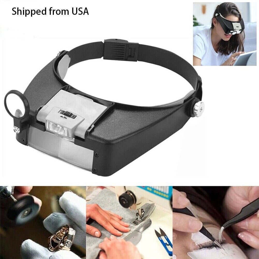 Head Headband Magnifier LED Illuminated Visor Magnifying Glasses Loupe