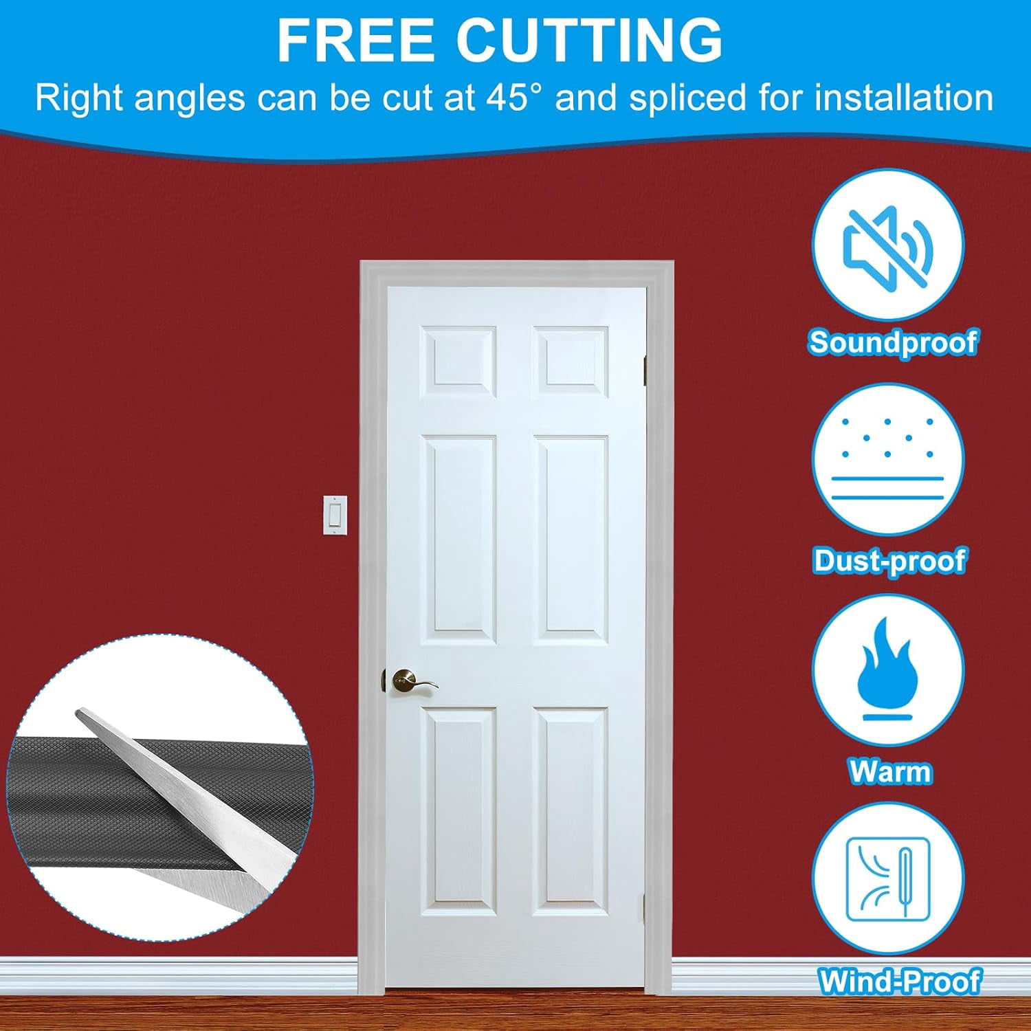 FRKSMD-26 Feet Window Weather Stripping Door Seal, Self Adhesive PU Foam Weather Strip V-Shaped Soundproof Door Insulation Strip for Sliding Doors and Windows, Black