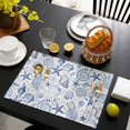 thumbnail image 3 of Navy Blue Coastal Placemats Set of 4, Nautical Ocean Shell Starfish Sea Placemats for Dining Table, Place Mats for Kitchen Tabletop, Waterproof Wipeable Dining Table Mats Set, 3 of 9