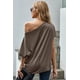 thumbnail image 1 of ABPHQTO Top de corte holgado informal con cuello oblicuo y hombros descubiertos de color albaricoque para mujer, 1 of 5