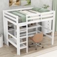 thumbnail image 3 of Full Loft Bed with Under-Bed Desk and Storage Shelves,Solid Wood Loft Bed Frame with Full-Length Guardrail and Built-in Ladder,Multifunctional High Loft Bed for Kids Teens Adults,Maximize Space,White, 3 of 7