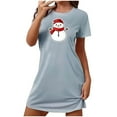 thumbnail image 2 of Women Snowman Night Gown Dresses Christmas Knee Length Dress Xmas Funny Short Sleeve Sleepwear Pajamas Gifts, 2 of 3