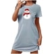 thumbnail image 2 of Camisón corto navideño para mujer, talla grande, cuello redondo, manga corta, estampado en el pecho, vestido de noche para mujer, 2 of 3