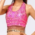 thumbnail image 2 of DHFJKG Women Sequin Crop Top Belly Dance Halter Side Tie Tank Top Coin Tassel Camisole Shirt Sleeveless Glitter Trendy Tops, 2 of 7