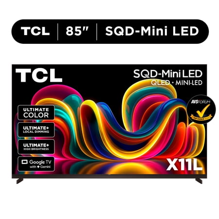 TCL 85” Class X11L Series QLED SQD-Mini LED Smart Google TV (NEW 2026) - Deep Color System with Super QLED, Up to LD20000 Precise Dimming Series, Up to HDR10000 Peak Nits, UltraThin Depth - 85X11L