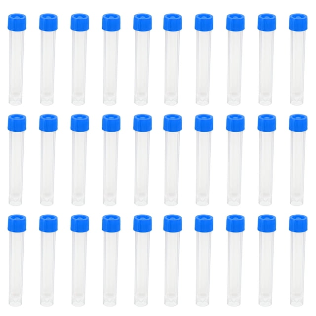 Unique Bargains 10mL Plastic Test Tubes, 80 Pack Frozen Test Tube Graduated Vial Container Storage Screw Cap, Blue Clear
