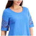 thumbnail image 2 of Charter Club Women's Cotton Lace-Trimmed Top Blue Size Medium, 2 of 3