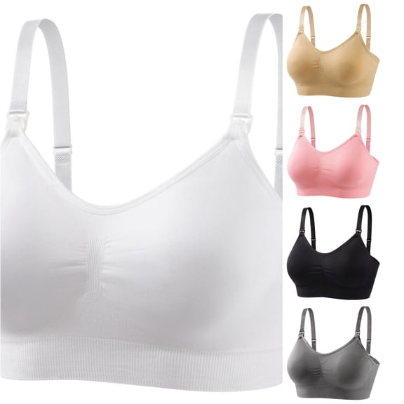 CHENHANN Women's Maternity Nursing Bra Front Closure Wireless Seamless Plus Size S