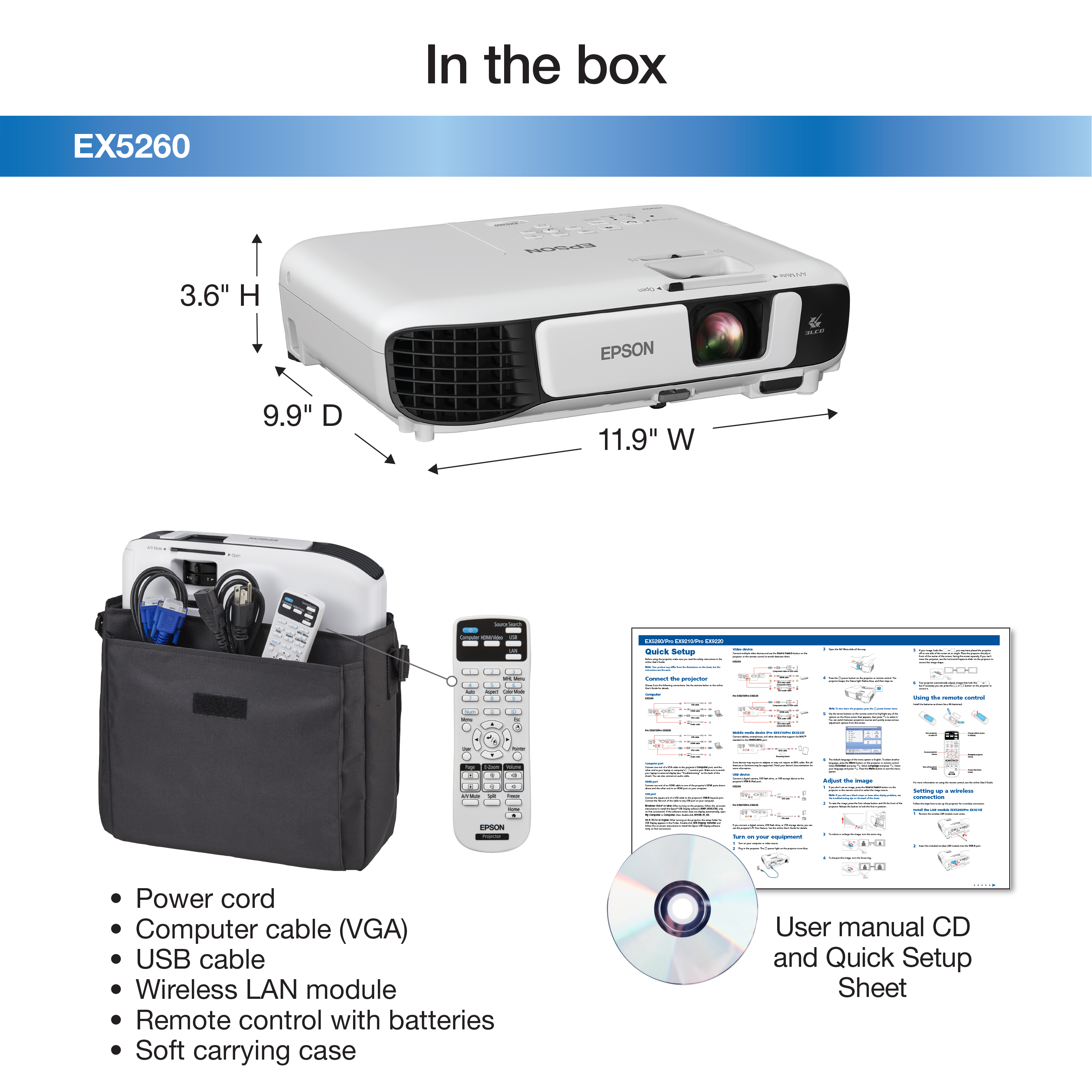 Epson EX5260 XGA 3,600 Lumens Color Brightness, 3,600 Lumens White Brightness Wireless HDMI 3LCD Projector - image 5 of 6