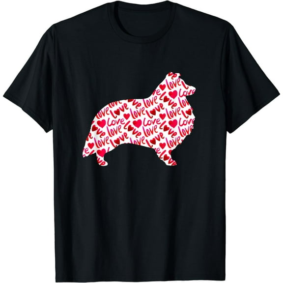 t-shirt Sheltie Shetland Sheepdog Heart Dog Valentine's Day T-Shirt T-Shirt mens，black，women，funny，journey，Crew Neck, Short Sleeve,printing