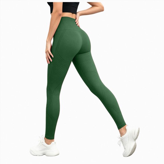 UOCUFY Anti Cellulite Compression 3D Leggings Women Butt Lifting Tummy Control with Resistance Bands Gym Yoga Pants (Green, L)