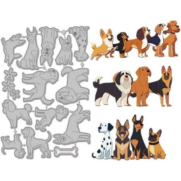 1pc Puppy Carbon Steel Cutting Dies Stencils for Scrapbooking Photo Album Decorative Embossing Paper Card Dog 155x108x0.8mm