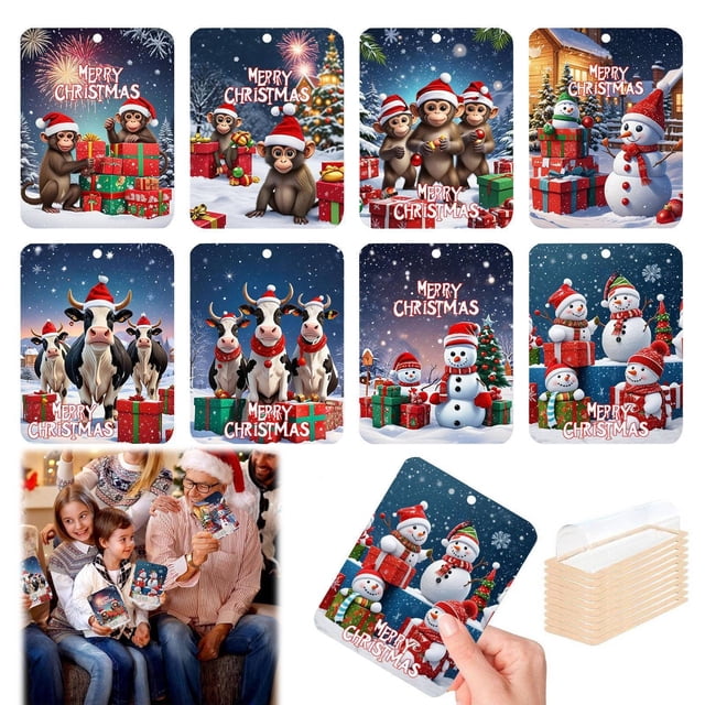Monedero de Madera Original de 8 Piezas, Bonito Monedero Navideño con Colgante para Decoración Del Hogar.