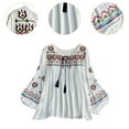 thumbnail image 6 of Milageto Women's Mexican Embroidered Tops Bohemian Blouse for Vacation Shopping Party White, 6 of 8
