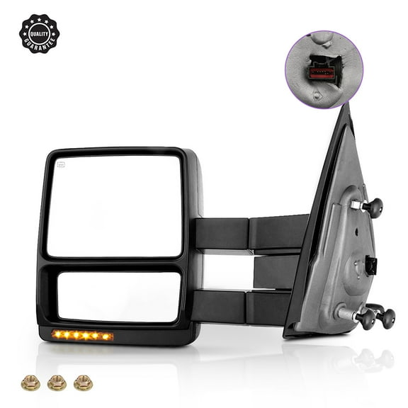 SCITOO Towing Mirror Tow Mirror Black Truck Mirror fit for 2007-2014 For Ford For F-150 Pickup Truck with PC LH Power Adjusted Heated Turn Signal Light Manual Folding and Telescoping