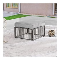 Patio Footstool Outdoor Ottoman with Soft Thick Cushion for Garden Yard Deck Poolside, Gray